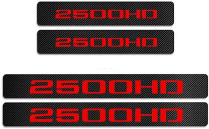 4Pcs Car Door Sill Protector Door Sill Scuff Plate Stickers Compatible with Sierra 2500HD (Red) - color: 2500HD (Red)