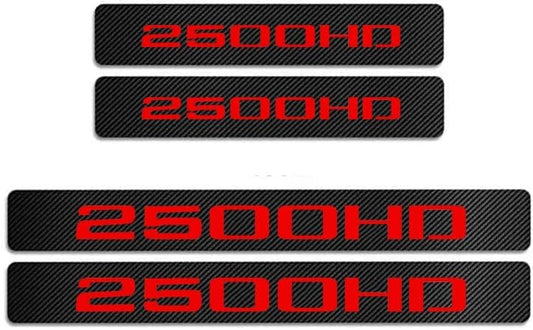 4Pcs Car Door Sill Protector Door Sill Scuff Plate Stickers Compatible with Sierra 2500HD (Red) - color: 2500HD (Red)