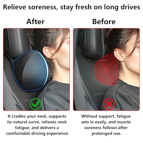 Car Headrest Pillow for Neck Support Memory Foam Car Neck Pillow Universal Fit Head Rest Travel Pillow Car Pillow for Pain Relief While Driving Black 2pc - size: Silky Headrest Black 2pc