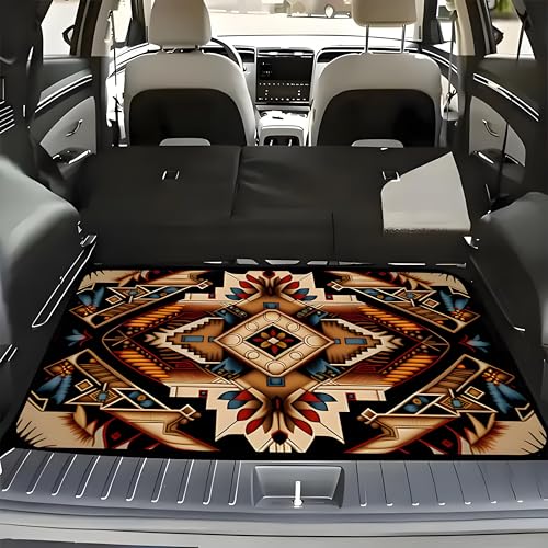 Universal Car Trunk Mat 29" x 39", Retro Bohemian Style All Weather Trunk Protection Cargo Liner, Durable Cargo Mat Rear Trunk Liner, Stylish Vehicle Interior Accessories Suitable for Most Car Models - color: Retro Bohemian Style