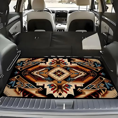 Universal Car Trunk Mat 29" x 39", Retro Bohemian Style All Weather Trunk Protection Cargo Liner, Durable Cargo Mat Rear Trunk Liner, Stylish Vehicle Interior Accessories Suitable for Most Car Models - color: Retro Bohemian Style