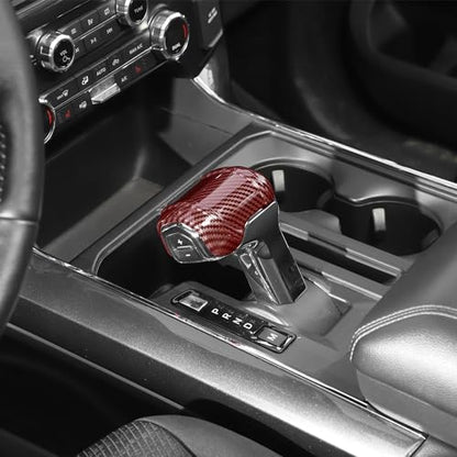 Gear Shift Knob Cover Stick Shifter Cap Cover Compatible with Ford F150 2021-2024+(Red Carbon Fiber) - color: Red Carbon Fiber