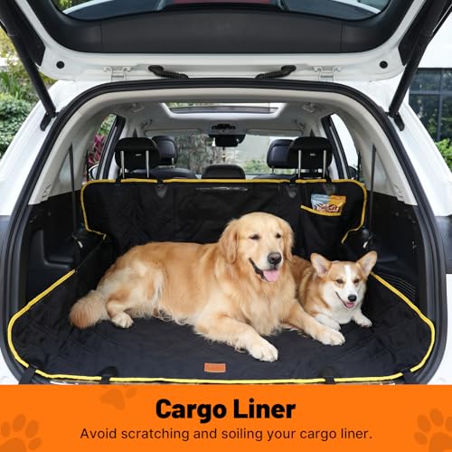 Dog Back Seat Cover, 600D Heavy Duty Durable Rear Seat Protector Waterproof Dog Hammock for Car Scratch Proof with Nonslip Universal for Sedan, Trucks and SUV (Black) (Black)