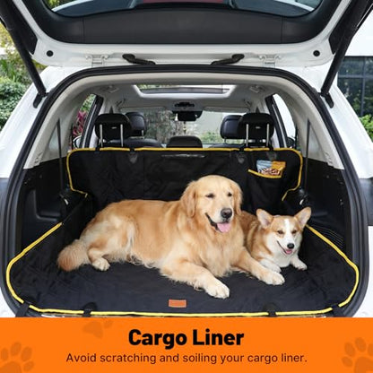 Dog Back Seat Cover, 600D Heavy Duty Durable Rear Seat Protector Waterproof Dog Hammock for Car Scratch Proof with Nonslip Universal for Sedan, Trucks and SUV (Black) (Black)