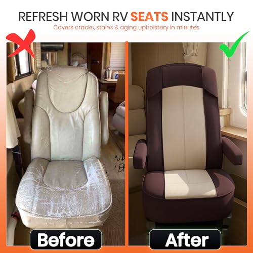 VALUN RV Seat Covers (Brown 2 Pack) – Captains Chair Seat Covers for RV Captain Chair & Motorhome Chairs, Universal Fit RV Chair Covers for Camper, Trailer, Van, Protects Against Dirt, Spills & Wear - style: BROWN (2PK RV COVER)