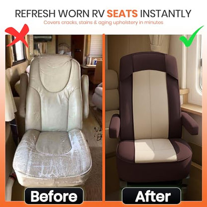 VALUN RV Seat Covers (Brown 2 Pack) – Captains Chair Seat Covers for RV Captain Chair & Motorhome Chairs, Universal Fit RV Chair Covers for Camper, Trailer, Van, Protects Against Dirt, Spills & Wear - style: BROWN (2PK RV COVER)