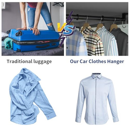 Heavy Duty Car Clothes Hanger Bar 30-64 Inches - Wrinkle Free Telescopic Clothes Rack for Vehicles, SUV, Truck