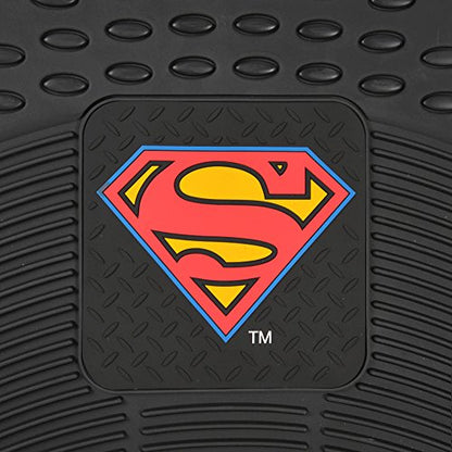 Superman Rubber Car Floor Mats 4 PC Front Heavy Duty All Weather Protection - Trimmable To fit - size: Pack of 4