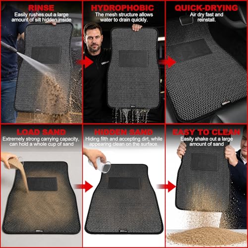 Universal Car Floor Mats, 3D Mesh Fabric All Weather Waterproof Car Floor Liners,With Anti-Slip Granule Backing&Driver Heel Pad,Efficient Dust&Dirt Resistant for Sedan,SUV,Truck,Van,Set of 4pcs - color: 3D Mesh Fabric