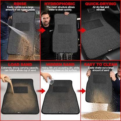 Universal Car Floor Mats, 3D Mesh Fabric All Weather Waterproof Car Floor Liners,With Anti-Slip Granule Backing&Driver Heel Pad,Efficient Dust&Dirt Resistant for Sedan,SUV,Truck,Van,Set of 4pcs - color: 3D Mesh Fabric