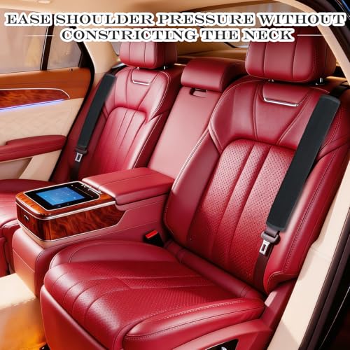 Extended Seat Belt Cover Pad, 2 Pack Soft & Comfortable Universal Seatbelt Covers for Adults and Kids, Fits Car Seat Belts, Armrest, and Backpacks (Black) - color: Black