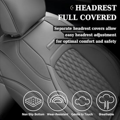 Coverado Dodge Ram 1500 Flat Front Seat Covers, Faux Leather Truck Gray Car Seat Covers Fit for 2009-2018 Dodge Ram 1500 2500 3500 Crew/Mega Cab Trucks - color: Gray, size: Flat Front&No Rear