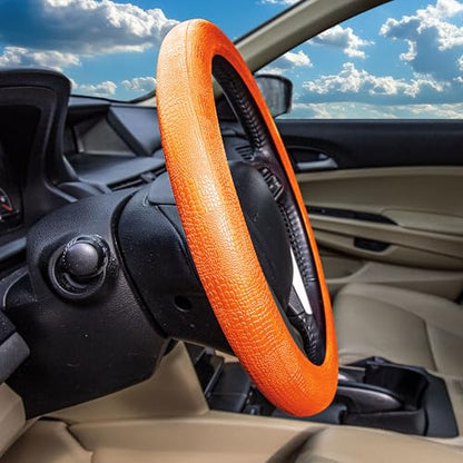 FH Group FH3001ORANGE Universal Fit Silicone Snake Pattern with Massaging Grip Orange Steering Wheel Cover fits most Cars, SUVs, Trucks, and Vans - color: Orange