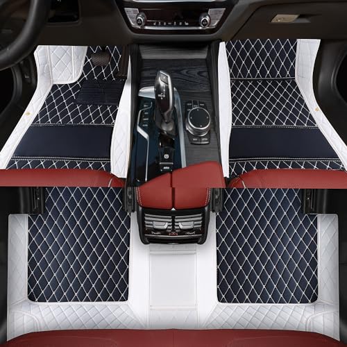 Customized car Floor mats are Suitable for 99% of Vehicle Models (sedans/Trucks/SUVs), Anti-Slip Floor mat Leather Set Provides Comprehensive Protection for the Original car Carpet. (1White) - color: 1White