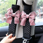 Cute Bow Leather Car Seat Belt Cover Pads,2 Pcs & 4 Pcs Seat Belt Cover for Shoulder, Seatbelt Cushion, Car Seat Strap Pads, Seatbelt Covers for Women (Pink,2) - color: Pink