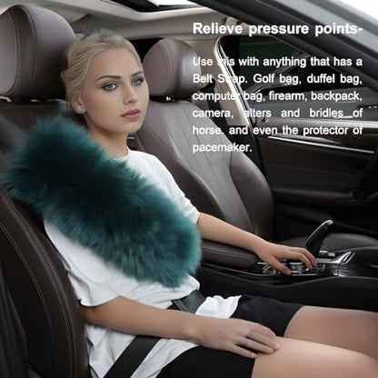 OGLAND 13.4inch Longer Fuzzy Sheepskin Seat Belt Cover, Fluffy Seatbelt Cover Pad for Pacemaker Adults Kids Women Cozy Soft Universal Car Accessories,1 Pack Misty Gray - color: Misty Gray