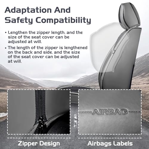 Truck Seat Covers for Ram 1500 2009-2026, Waterproof Premium Leather Full Coverage Car Seat Cover, Muscle Sport Style Auto Interior Seat Cover Sets (Full Set/Gray Black) - color: Full Set Gray Black, size: Ram 1500