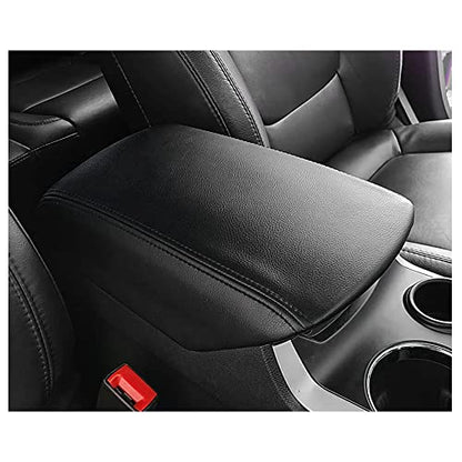 DEYTOP Console Armrest Cover for Ford Explorer 2011-2019 Center Console Crusion Pad for 2019 2017 2016-2011 Explorer Anti-Scratch Leather Armrest Crusion Protector (Black with Black Stitches)