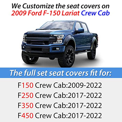 Nilight Car Seat Covers Custom Fit 2009-2024 F150 Super Crew and 2017-2024 F250 F350 F450 Crew Cab Waterproof Faux Leather Cushion for Pickup Truck (Full Set, 2 Front and 3 Rear Seats) - color: Full Sets 5 Seat, style: Ford 2009-2024