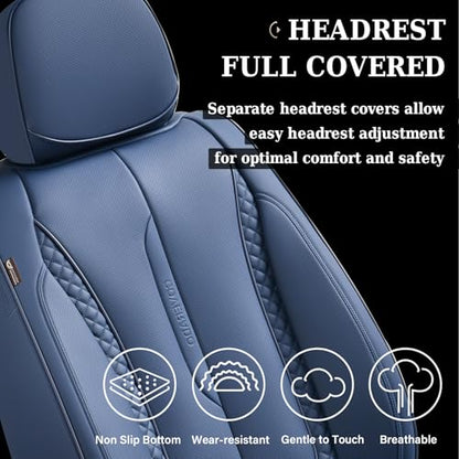 Coverado Car Seat Cover Full Set, Blue Seat Covers Front Seats Back Seat Covers, Nappa Leather Waterproof, Car Seat Cushion, Car Seat Protector Universal Fit Most Cars - color: Z-Blue, size: FullSet
