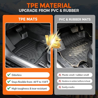 Floor Mats for Ford Escape 2020-2026 (Not for Hybrid), Custom Fit Heavy Duty TPE All Weather Protection, Waterproof Non-Slip Black Car Liners for Front & Rear (Two-Row Floor Mats & Cargo Liner) - style: 06) For Ford Escape Fuel | 2020-2026 | 1st & 2nd Flo