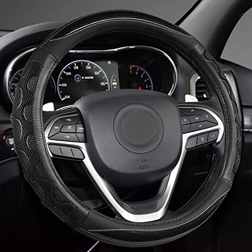 GIANT PANDA Steering Wheel Cover for Jeep Wrangler, Car Steering Wheel Cover for Jeep Grand Cherokee and Cherokee - Black
