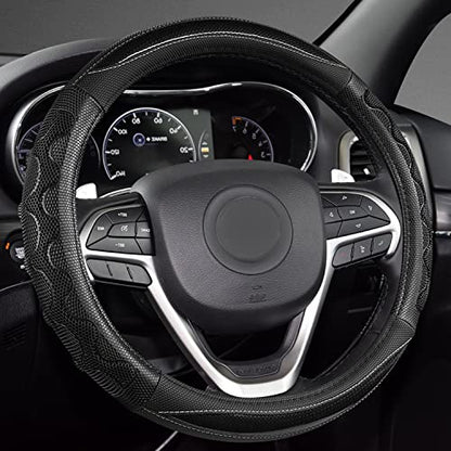 GIANT PANDA Steering Wheel Cover for Jeep Wrangler, Car Steering Wheel Cover for Jeep Grand Cherokee and Cherokee - Black