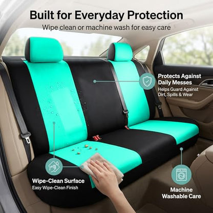 FH Group FB050012 Flat Cloth Seat Covers (Mint) Rear Set – Universal Fit for Cars Trucks & SUVs - color: Mint