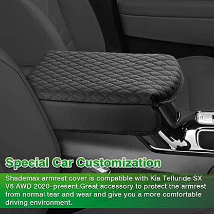Shademax Center Console Cover for Kia Telluride Accessories 2026 2025 2024 2023-2020 Armrest Cover Cushion Pad PU Leather Armrest Seat Box Cushion Middle Console Lid Protector Anti-Scratch - size: Size for Kia Telluride 2020-2026