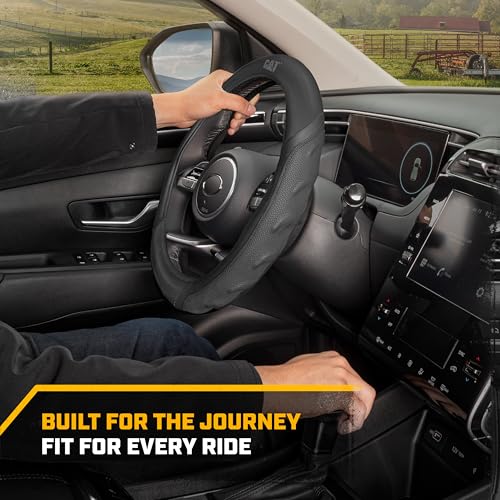 Cat® HexSport Black Carbon Fiber Steering Wheel Cover, Durable and Comfortable with Advanced Grip, Car Steering Wheel Cover for Auto Truck Van SUV - Standard 14.5" - 15 Inches - color: Black HexSport, size: Standard (14.5-15")