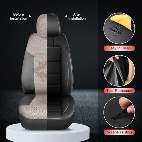 TTX LIGHTING Car Seat Covers for Ford Mustang 2015-2025 Seat Covers Waterproof Full Seat Covers Breathable Faux Leather Custom Fit Car Protector Cushion Ford Mustang Accessories - size: 18.Mustang 2015-2025 Only 2PCS Front