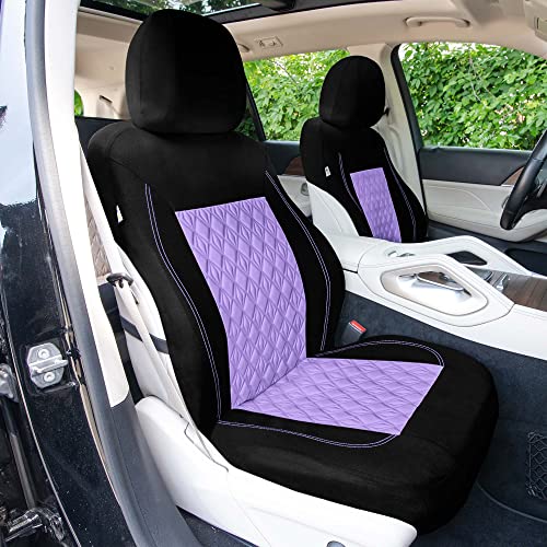Universal Fit Diamond Stitched Flat Cloth Car Seat Covers Full Set - Purple - color: Purple