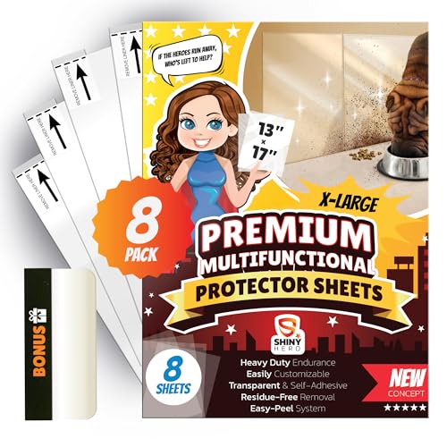 8-Pack - Clear Wall & Door Protector from Dog Scratching - Anti Cat Couch Guard Plastic Sheets, Furniture Self-Adhesive Removable Sticky Tape, Transparent Thick Sofa Scratch Deterrent Frame Cover Film - color: Clear Sheets, size: 13"W x 17"L