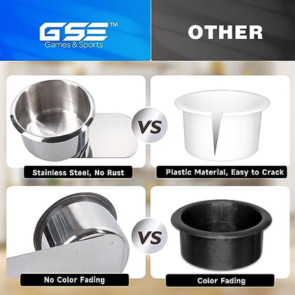 GSE Games & Sports Expert Stainless Steel Cup Holder, Drop-in Cup Holder for Casino Poker Tables, Work Desks, Boats, RVs, Cards & Trucks (Slide Under) - color: Small, style: 20-Pack