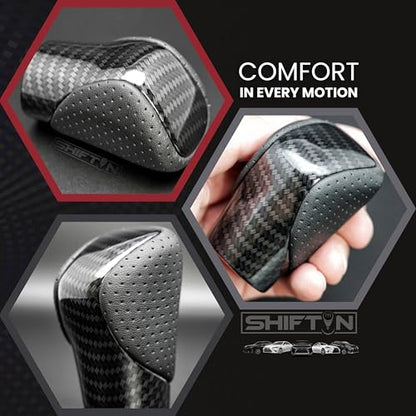 Gear Shift Knob Shifter for Lexus ES GS GX NX RC RX IS350 200t 300 350 450h 450hL 350L | OEM Style Replacement, fits F-Sport Trim (Punched Black Leather/Carbon Pattern) - color: Punched Black Leather / Carbon Pattern