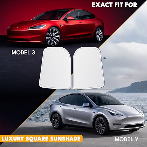 EcoNour Tesla Windshield Sun Shade for Model 3/Y 2017-2026, Foldable Front Window Sunshade Heat & UV Blocker for Tesla Interior Accessories - size: Custom Size - Tesla Model-3 & Model-Y