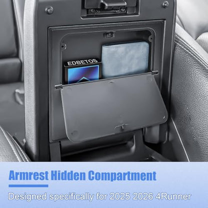 EDBETOS 2026 4Runner Center Console Hidden Organizer Compatible with 2025 2026 Toyota 4Runner Armrest Hidden Storage Box Secret Compartment Press to Open and Close, Adds Extra Storage Space