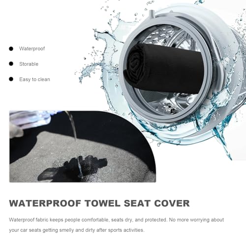 Car Towel Seat Cover, Waterproof Non-Slip Bucket Seat Protector for Running Swimming Hiking, Universal Machine Washable Front Seats Towel Protective Cover for Car SUV Truck (Gray)