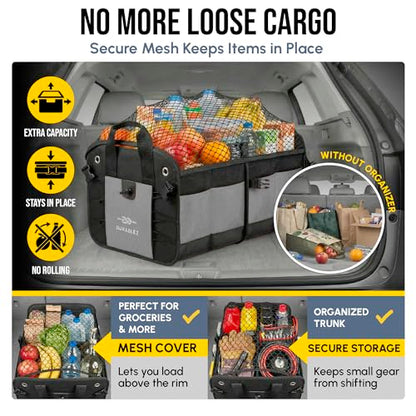 Modular 5-Section Trunk Organizer XL – Car Storage for Groceries, Tools, Sports Gear, Emergency Kits – Extra Large Multi-Module Cargo Box, Foldable, Detachable, Heavy Duty Design – Gray