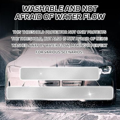 Car Door Sill Protector 3D Carbon Fiber Door Sill Guards Interior Trim Sticker, 4PCS Universa Carbon Fiber Anti-Scratch Entry Edge Guard Protection Trim Strips White Car Accessories (White 3D) - size: White 3D