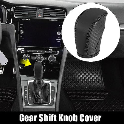 X AUTOHAUX Car Faux Leather Gear Shift Knob Cover for Volkswagen Jetta Tiguan 2011-2019 Passat Beetle 2012-2019 Atlas 2018-2019 CC 2013-2017 Carbon Fiber Grain - color: Black