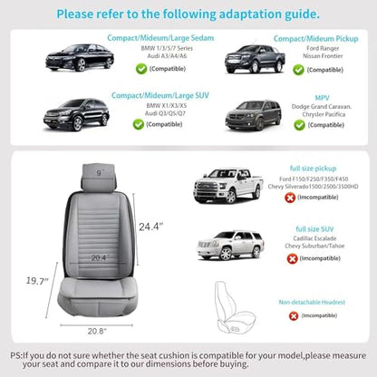 2pc Car Seat Covers, Luxury Car Protectors, Universal Anti-Slip Driver Seat Covers, Edge Wrapping Front Car Seat Covers with PU Leather(Gray) - color: Gray, size: 2x Front Seat Covers