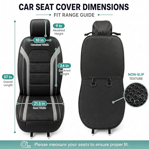 FH Group Front Set Faux Leather Car Seat Covers Cushions for Low Back Seat, Universal Fit, Airbag Compatible Seat Cover for SUV, Sedan Gray/Black - color: Gray - Front Set