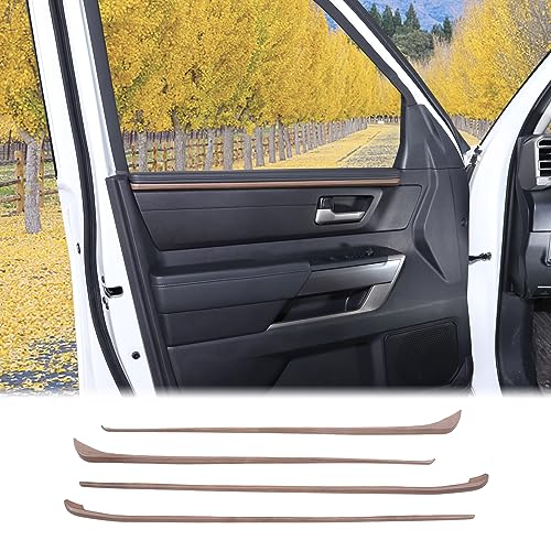 Aunginsy Car Inner Door Panel Strips Trim Compatible with Toyota Tundra Crew Max 2022-2026, Pickup Truck Front Rear Door Armrest Panel Molding Decorative Cover Protector ABS Interior Accessories - color: Pear Wood Grain Pattern