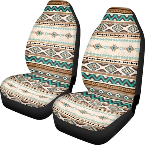 Dreaweet Aztec Car Seat Covers Southwest Native Indian Ameircan Navajo Print Front Seat Covers Set of 2 Car Seat Protector Front Seats Only Universal Seat Covers for SUV Trucks Cars - color: Aztec Southwest