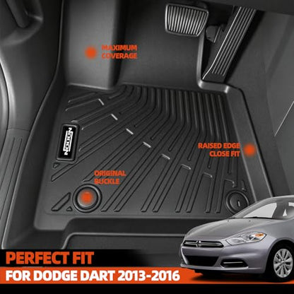 Custom Fit Floor Mats for Dodge Dart 2013-2016, All Weather TPE Floor Liners with Trunk Mat, Odorless Full Set Interior Accessories - size: 37)Dart|2013-2016