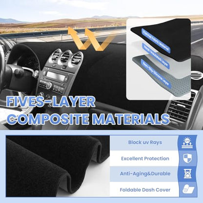 Sunsdrew Dash Cover for 2007 2008 2009 2010 2011 2012 Nissan Altima Dashboard Cover Mat for Altima Accessories Sunshade Nonslip Mesh Protector No Glare - size: 07-12 Nissan Altima Dash Cover