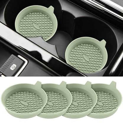 Car Cup Holder Coasters [4 Pack] Silicone Cups Mats, Automotive Universal Non-Slip Recessed Interior Accessories Desert Sage - color: 4pack-desert Sage