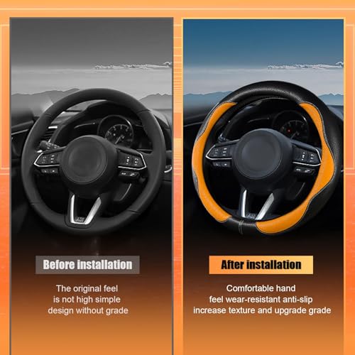 Car Steering Wheel Cover 2025, Universal Auto PU Cute Breathable Slip-Proof Comfort Imitation Leather Protector Cars Interior Accessories for Women Men Fit Most Vehicle (Orange)