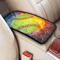 Fire Softball Auto Center Console Armrest Cover Pad, Universal Fit Waterproof Comfort Car Armrest Cushion for Most Vehicle SUV Truck - color: Fire Softball